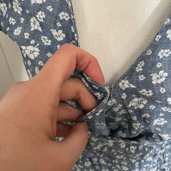 J.Crew Factory Floral Chambray ruffle faux-wrap dress - Picture 6 of 7